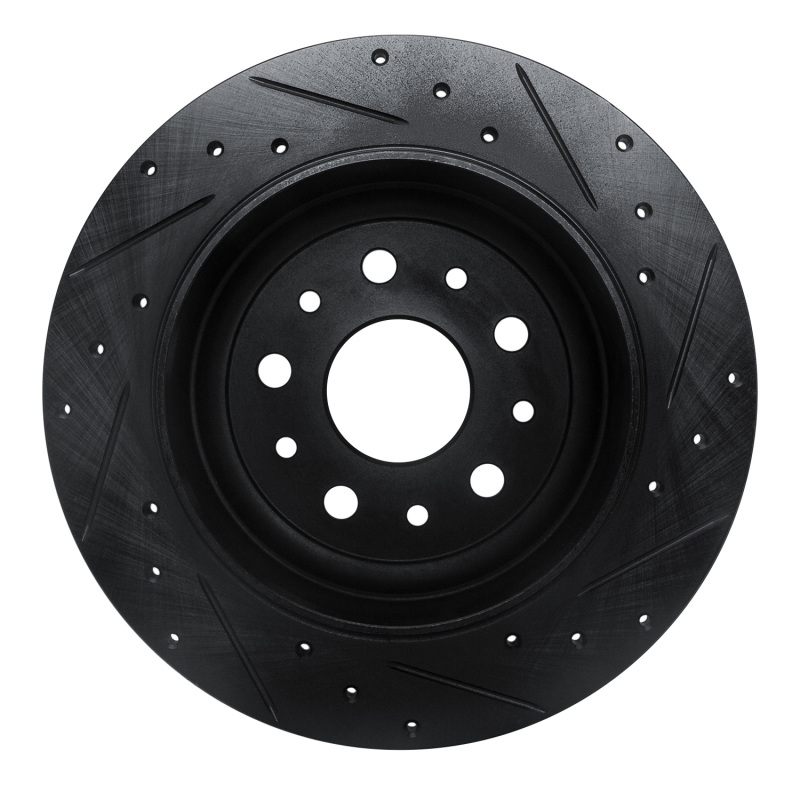 Jeep Wrangler Brake Rotor (1) - Rear Left - R1 Concepts - Drilled & Slotted - Black - `18-`25